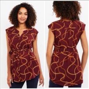 Motherhood Maternity Blouse w/ waist tie Burgundy